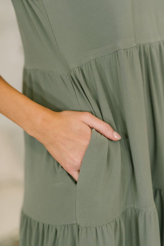 Lizzy Tiered Tank Dress in Pistachio