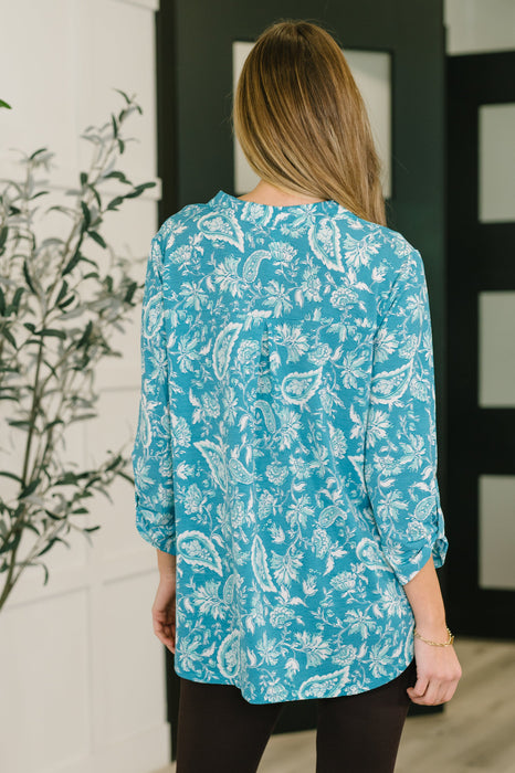 Lizzy Top in Aqua Paisley