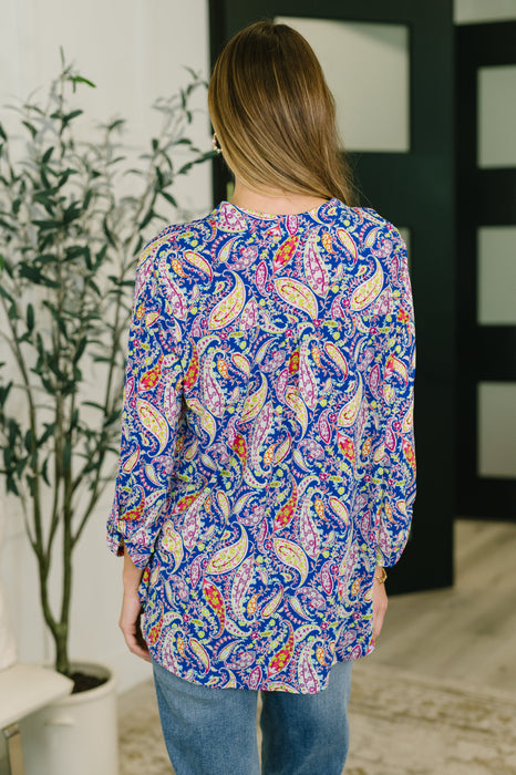 Lizzy Top in Royal Blue Paisley