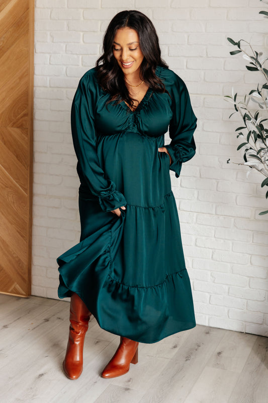Makes Me Want to Skip Tiered Dress in Hunter Green Whiskey Creek Boutique Makes Me Want to Skip Tiered Dress in Hunter Green Whiskey Creek Boutique