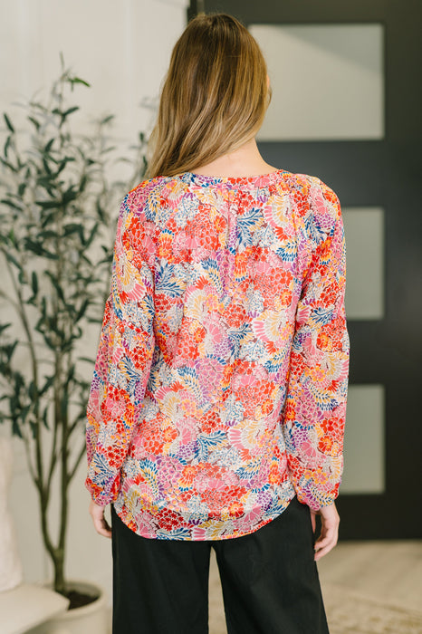 Modern Meadow V-Neck Puff Sleeve Blouse