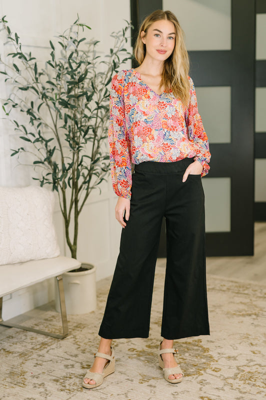 Modern Meadow V-Neck Puff Sleeve Blouse