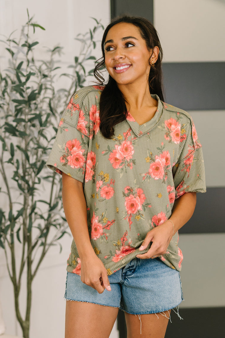 More Than Butterflies Floral V-Neck Top