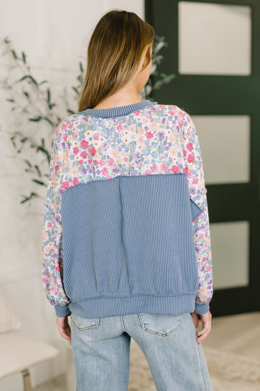 New Opportunities Drop Shoulder Floral Pullover