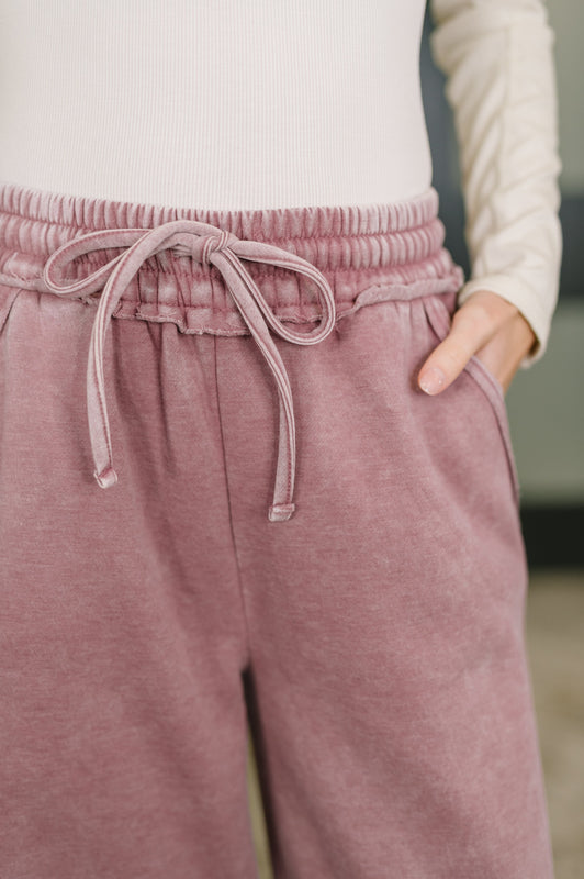 Nights Like This High Waist Palazzo Sweats in Light Rose