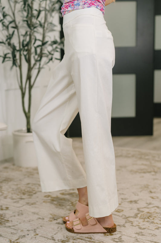 Only Pair High Waisted Wide Leg Bottoms in Off White