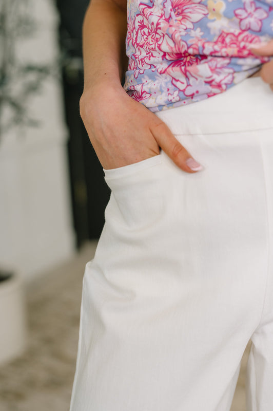 Only Pair High Waisted Wide Leg Bottoms in Off White