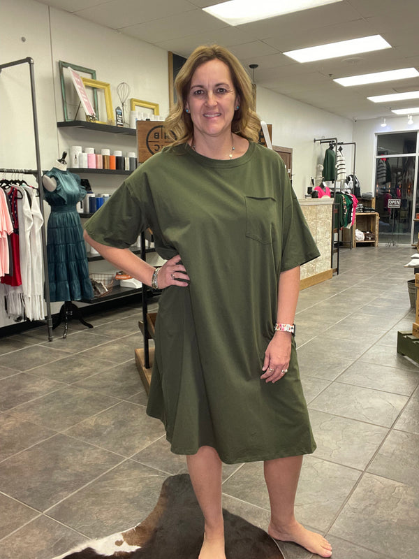 Oversized T-Shirt Dress in Olive Large Oversized T-Shirt Dress in Olive Large