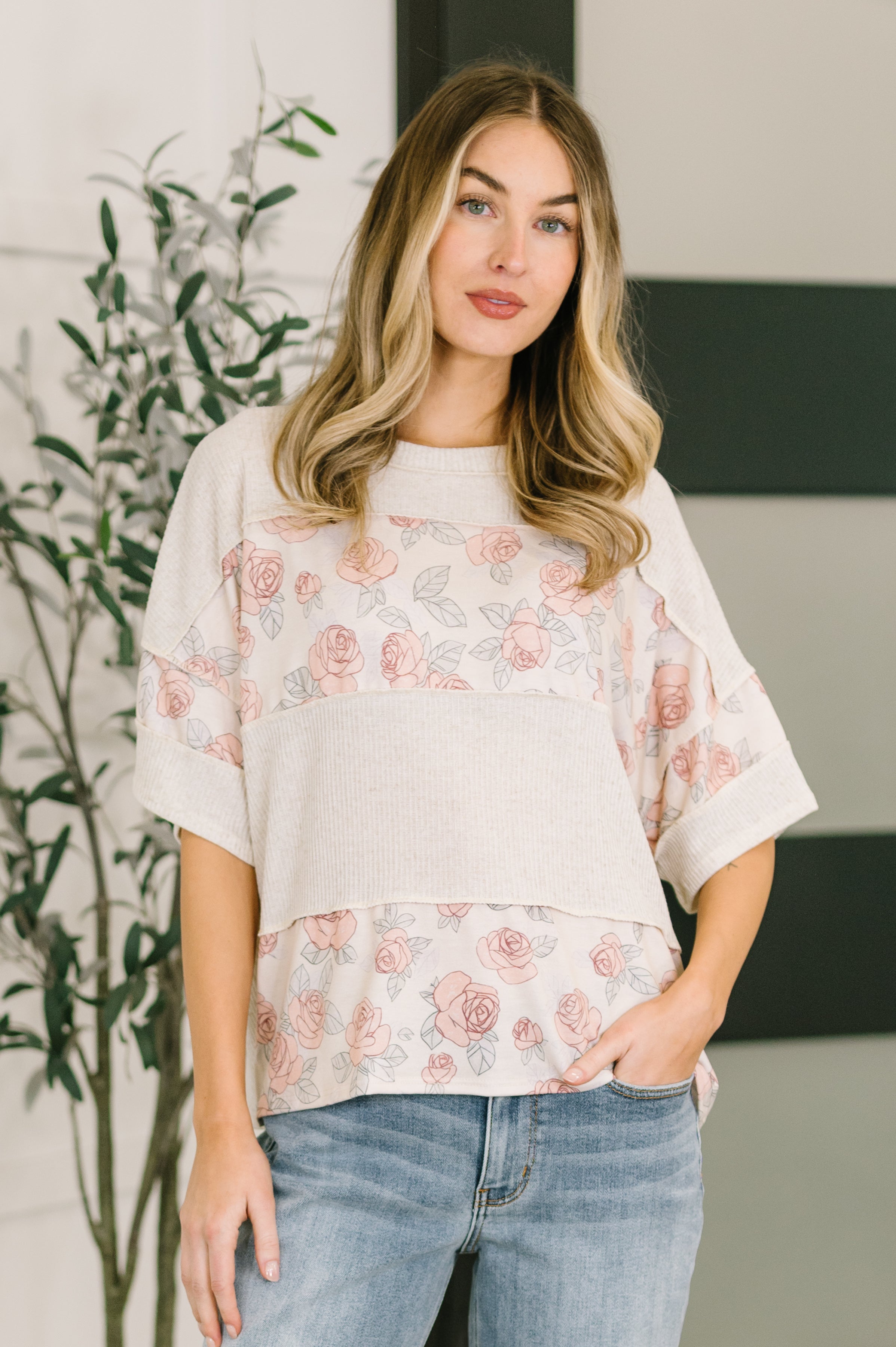 Painting the Roses Color Block Relaxed Top