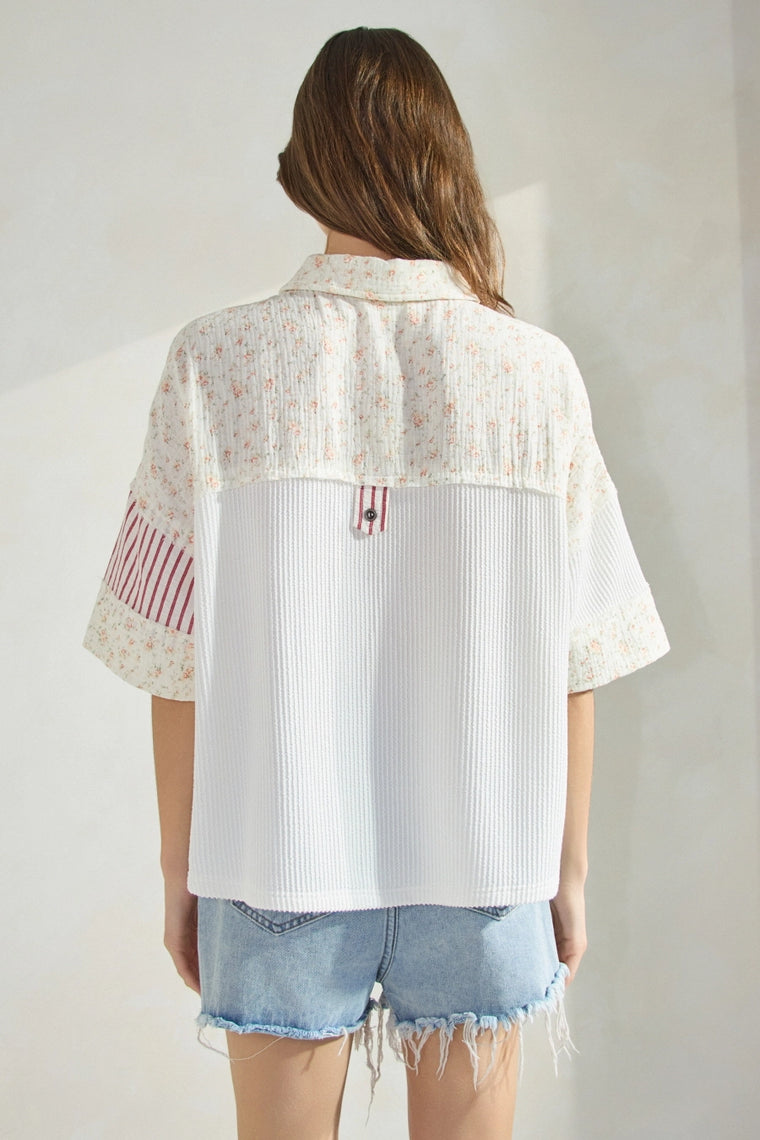 Patchwork Button Down Top