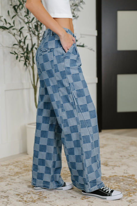 PREORDER: Please Detail Wide Leg Checkered Bottoms