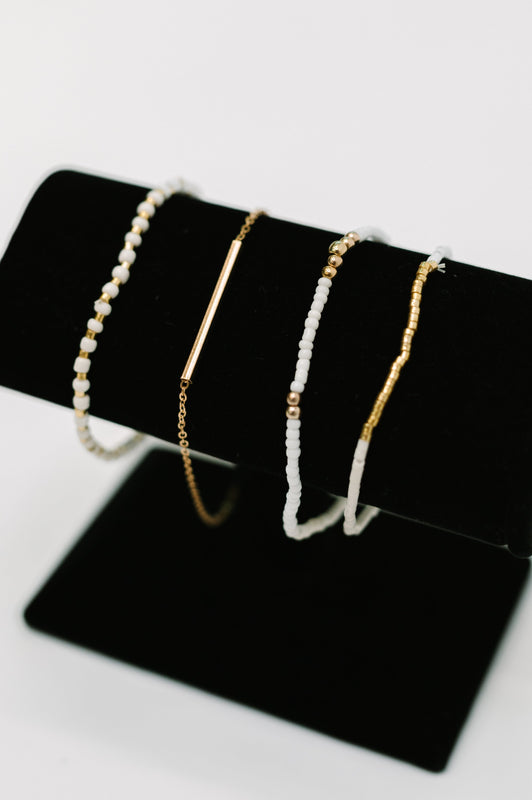 Poised & Polished Bracelet Set in White and Gold