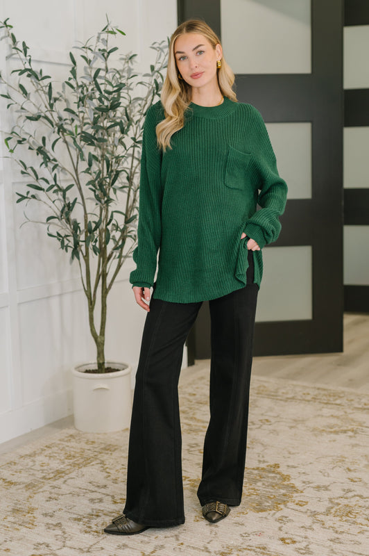 Quick Nap Textured Pullover in Hunter Green