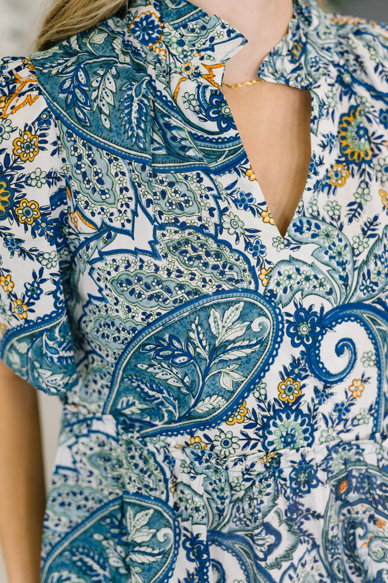 Right Here, Waving Boho V-Neck Dress