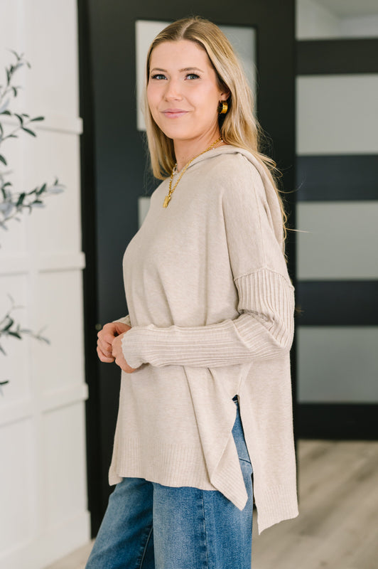 Running Late Hooded Long Sleeve in Beige