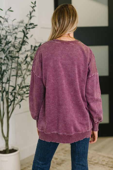 Safe and Secure Mineral Wash Pullover in Eggplant