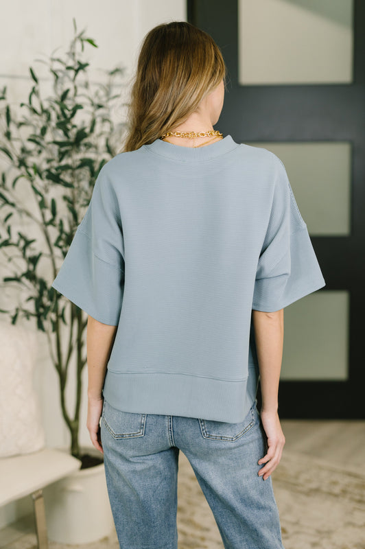 Sense of Clarity Boxy Top in Blue Grey
