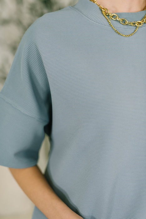 Sense of Clarity Boxy Top in Blue Grey