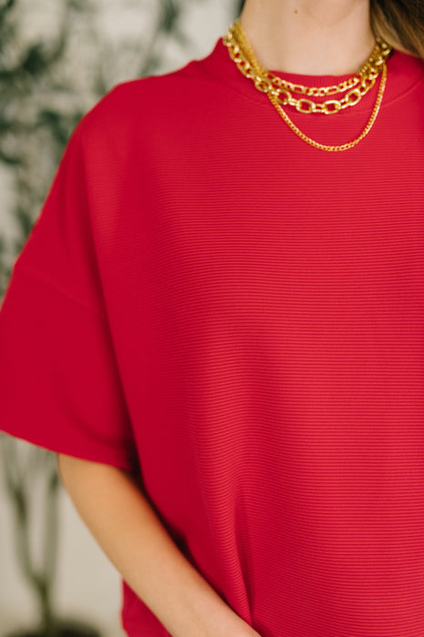 Sense of Clarity Boxy Top in Ruby