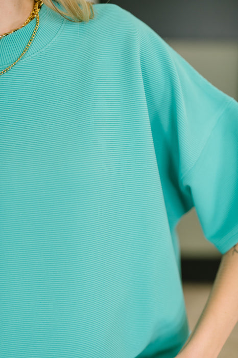 Sense of Clarity Boxy Top in Turquoise