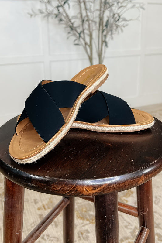 Shore Thing Slip on Sandals in Prism Black