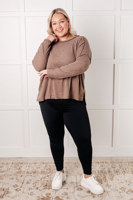 Simply Basic Ribbed Hacci Sweater in Mocha