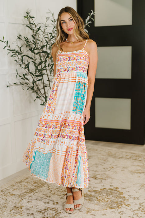 PREORDER: Spaghetti Strap Boho Print Dress