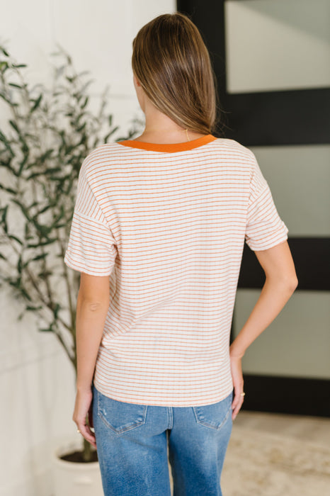 Sunbeam Shuffle Banded Round Neck Top in Orange