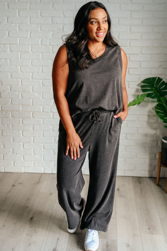 Taking It Easy Tank and Pants Set in Black