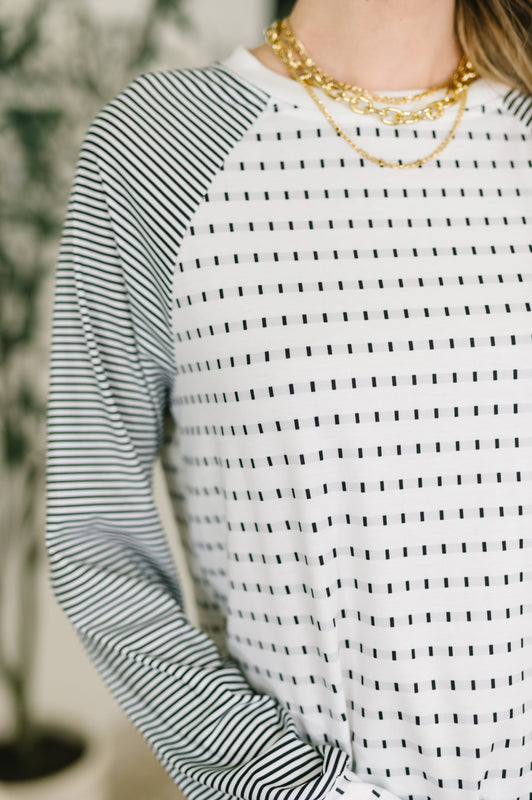 That's What I Like Raglan Patchwork Long Sleeve Top