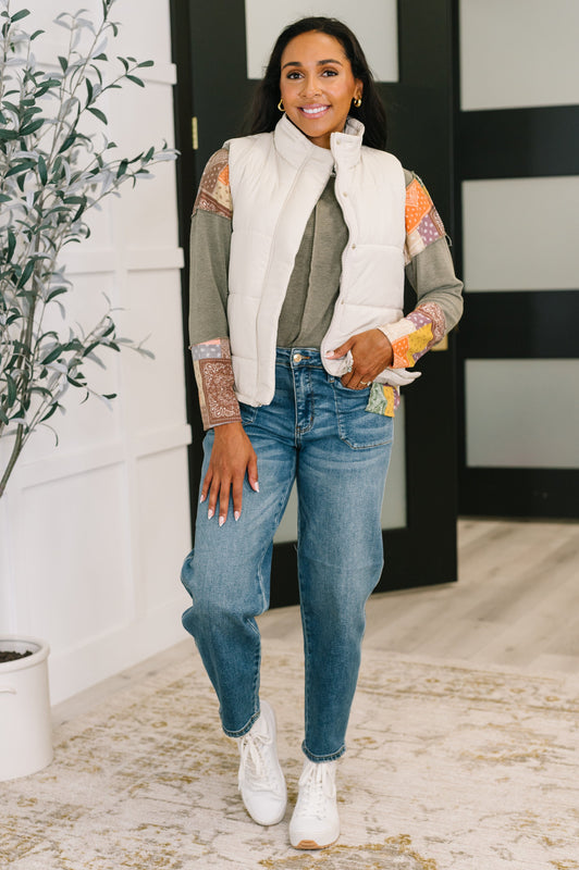 That's What I'm Talkin' About Puffer Vest in Sand Beige