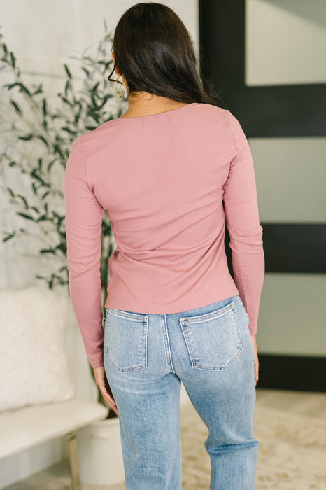 The Girls are Back in Town Long Sleeve Top in Rose