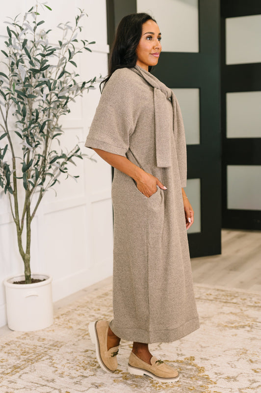 Travel Envy Ribbed Knit Dress in Light Coco