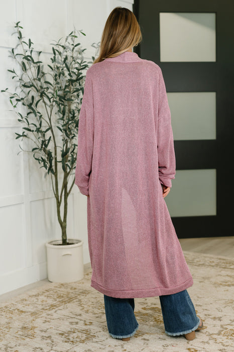 Travel Hideaway Open Front Cardigan in Cashmere Rose