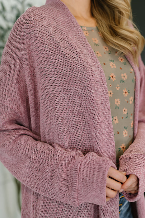 Travel Hideaway Open Front Cardigan in Cashmere Rose