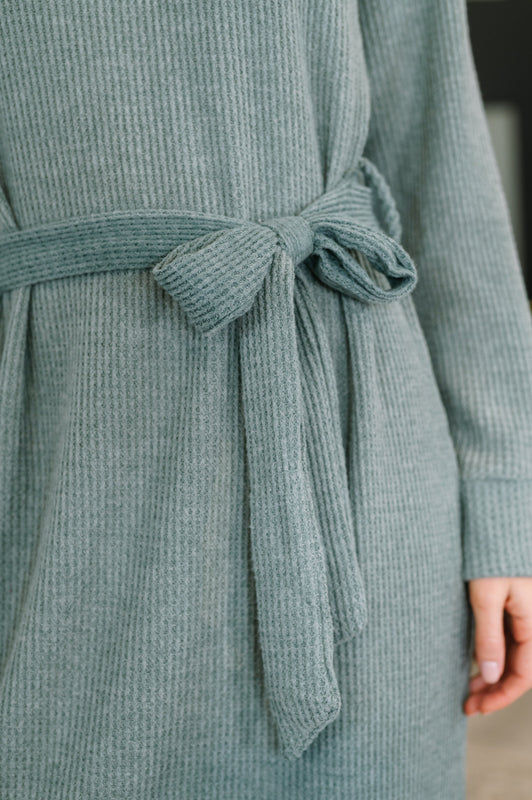Travel Plush Knit Dress in Soft Teal