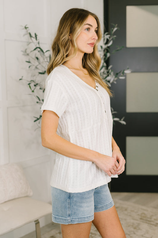 We Should Be Together V-Neck Textured Top