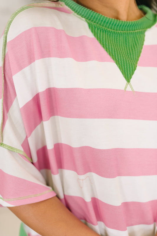 What's a Girl to Do Contrast Trim Relaxed Top