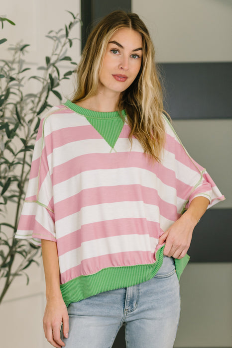 What's a Girl to Do Contrast Trim Relaxed Top