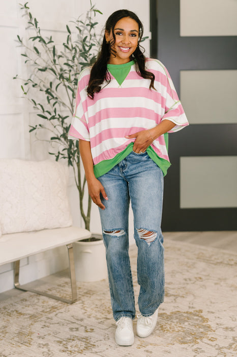 What's a Girl to Do Contrast Trim Relaxed Top