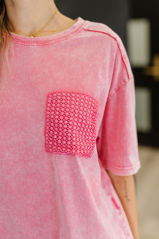 Who's That Girl Crochet Pocket T-Shirt