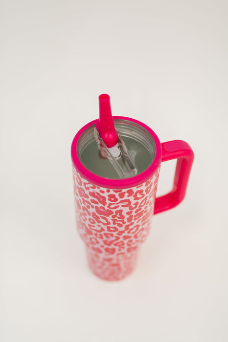 Yes, Girl, Yes Leopard Print Tumbler in Hot Pink