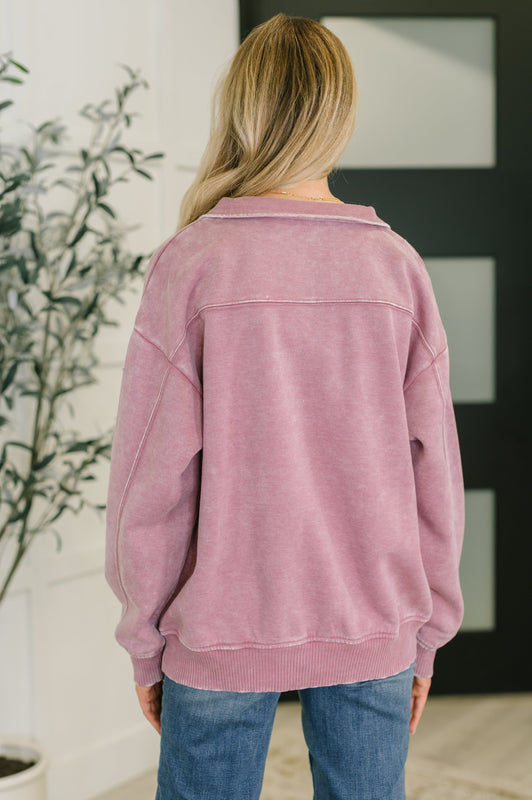 You Should Know Half Zip Pullover in Light Rose