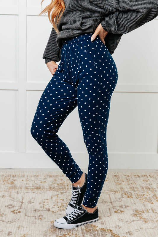 Your New Favorite Joggers in White Polka Dot