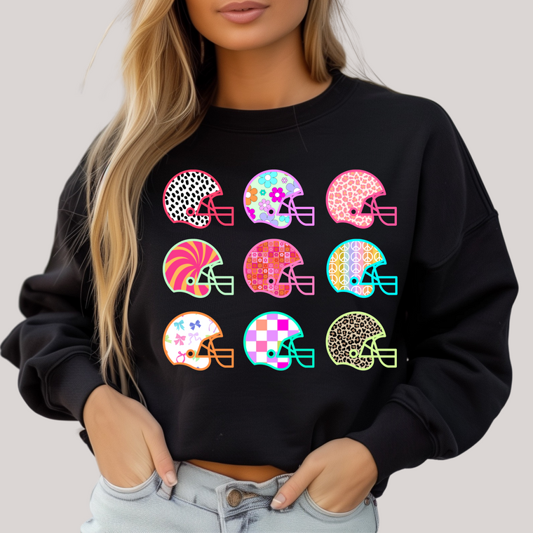 Girly Neon Helmets in Black Sweatshirt