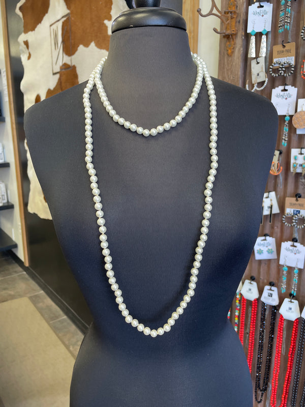 Necklace l Faux Pearl Long Beaded Necklace