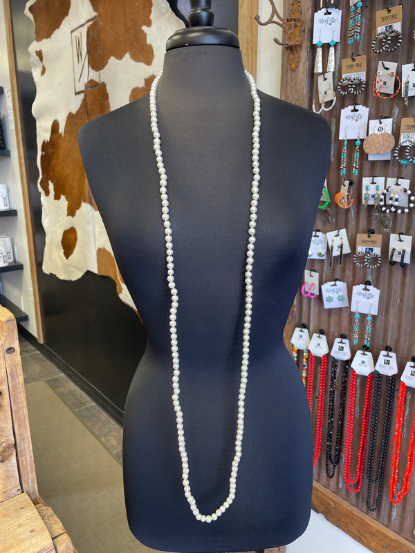 Necklace l Faux Pearl Long Beaded Necklace